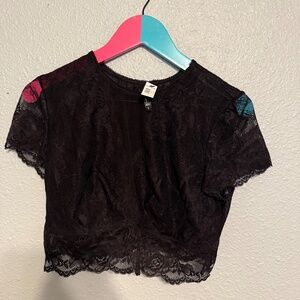 Torrid black lace open back top size 1x